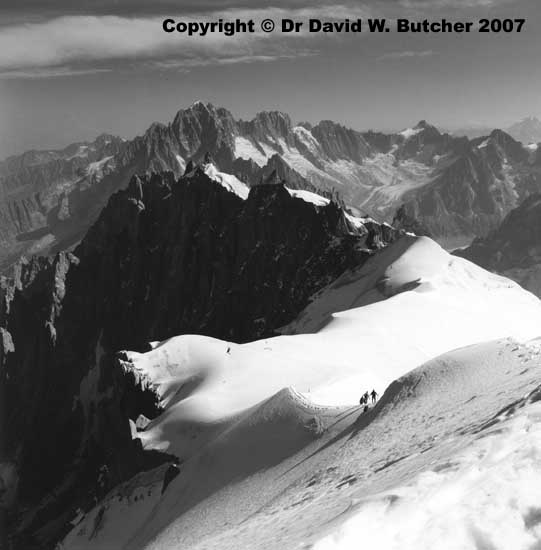 Descent to Vallee Blanche, summer, Chamonix