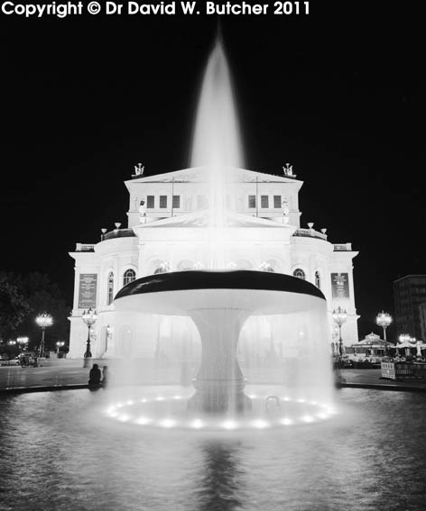 Frankfurt Alte Oper and Fountain at Night