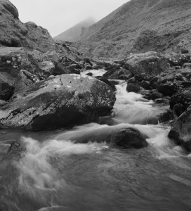 Carrountoohil and falls from Hags Glen