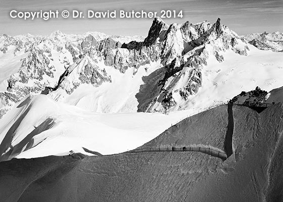 Grandes Jorasses and Track to Vallee Blanche