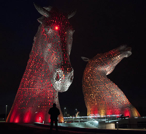 Red Kelpies at Night